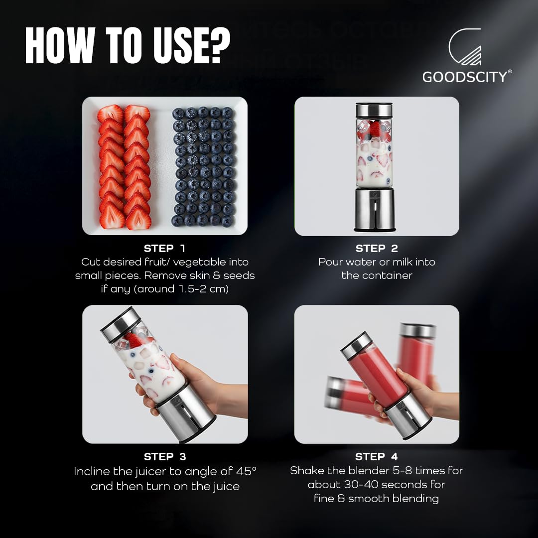 Portable Rechargeable Glass Smoothie Blender