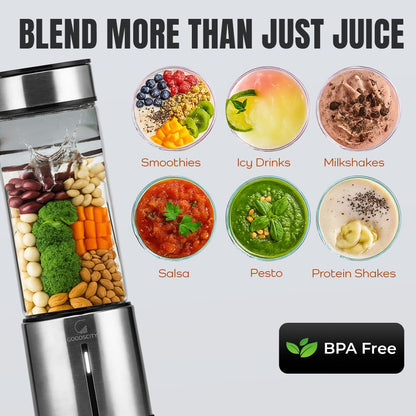 Portable Rechargeable Glass Smoothie Blender