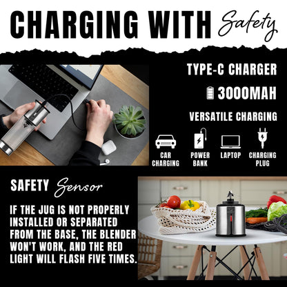 Portable Rechargeable Glass Smoothie Blender